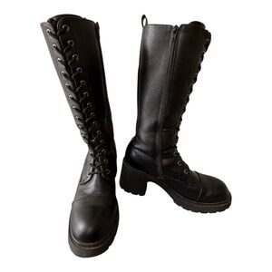 Ardene Chunky Heel Platform Lace Up Goth Moto Combat Boots Y2K Style Size 7